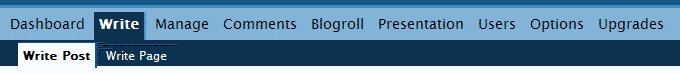 Blog Tutorial WordPress - menu Write