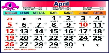 Kalender April 2009