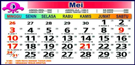 Kalender Mei 2009