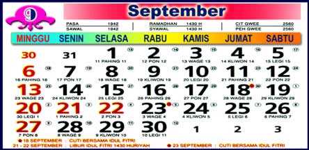 Kalender September 2009